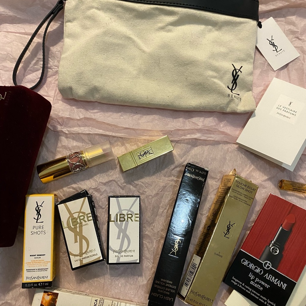 Yves Saint Laurent Beige and Black Pouch